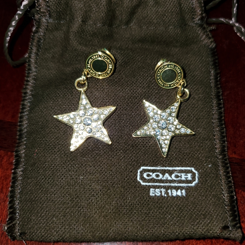 Gold Star Coach Earrings